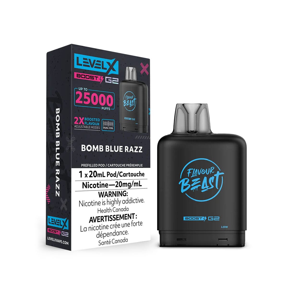 Flavour Beast Boost G2 Level X Bomb Blue Razz Disposable Vape Pod Disposable Level X 