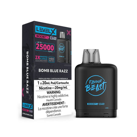 Flavour Beast Boost G2 Level X Bomb Blue Razz Disposable Vape Pod Disposable Level X 