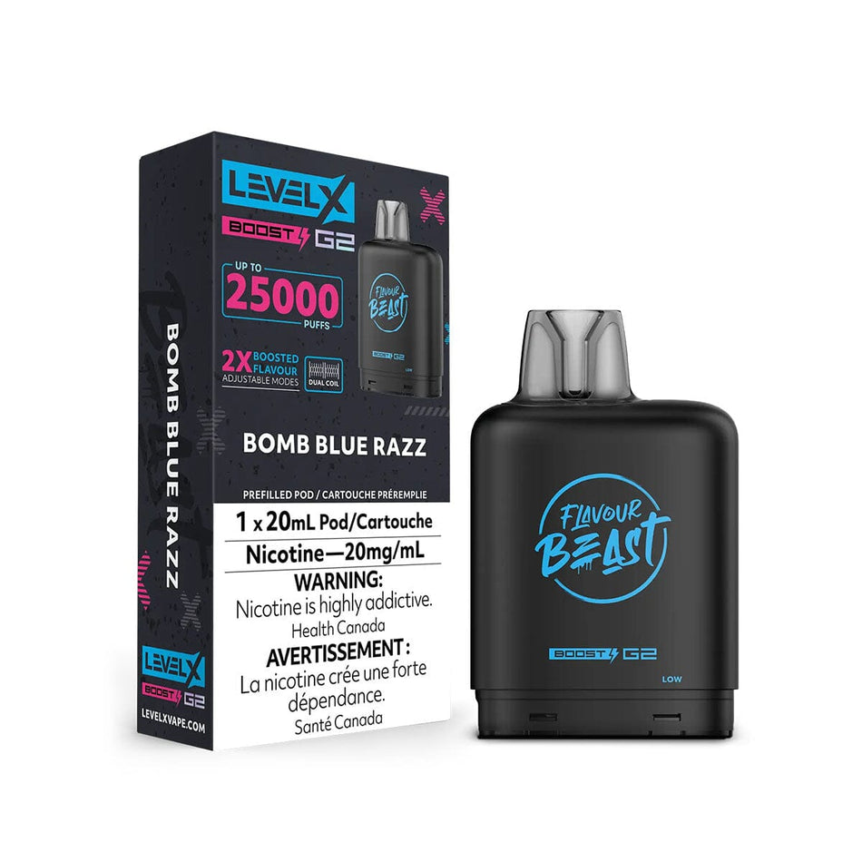 Flavour Beast Boost G2 Level X Bomb Blue Razz Disposable Vape Pod Disposable Level X 