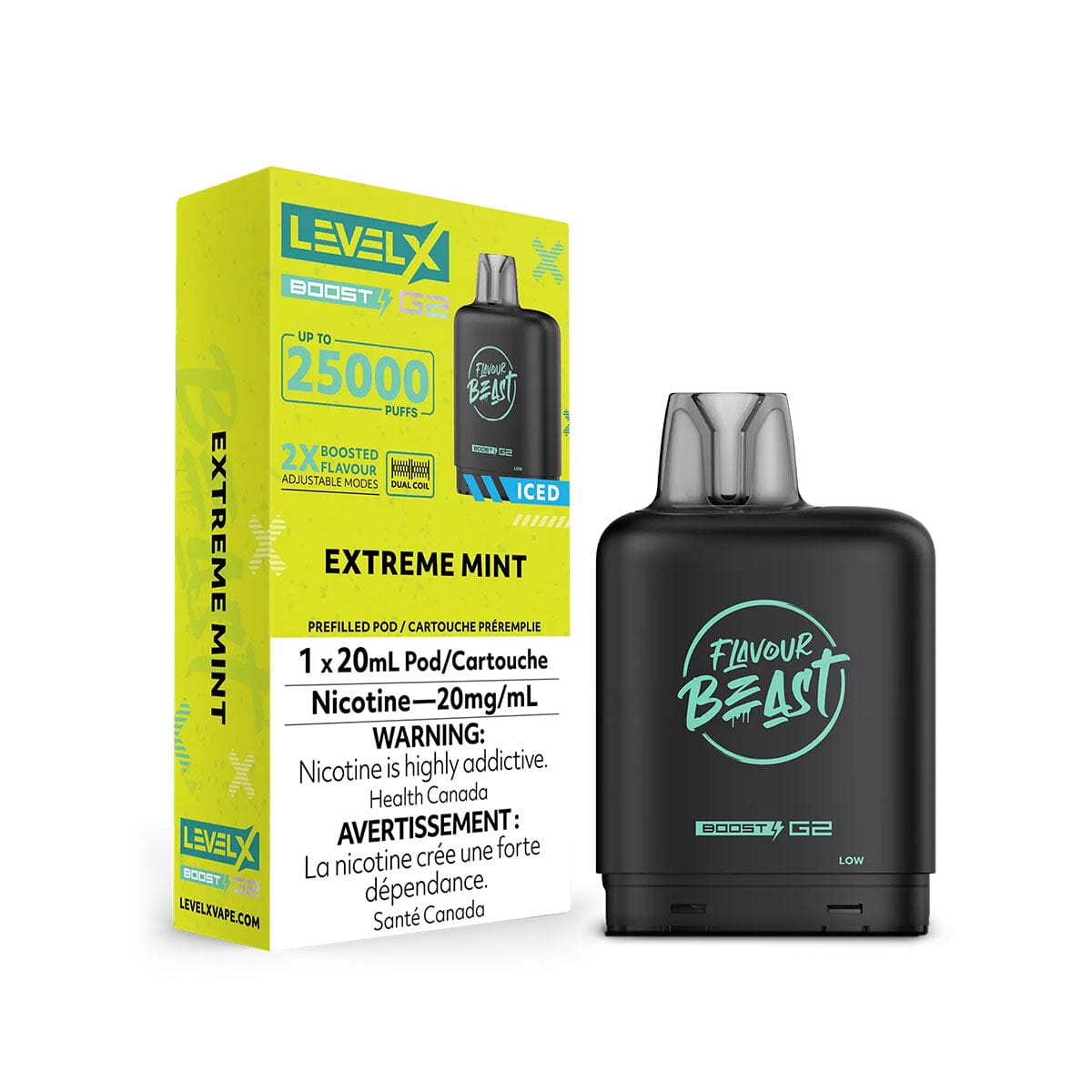 Flavour Beast Boost G2 Level X Extreme Mint Iced Disposable Vape Pod Disposable Level X 