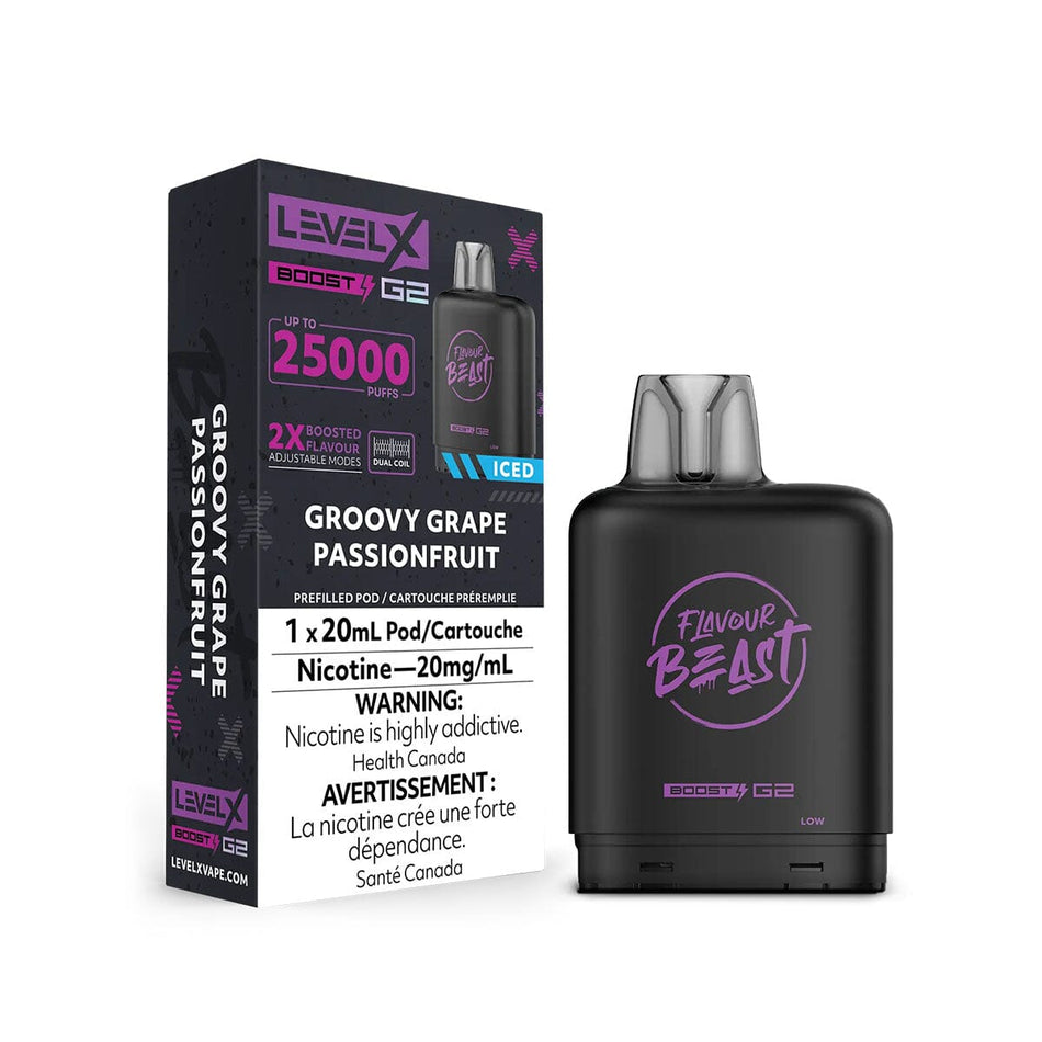 Flavour Beast Boost G2 Level X Grape Passionfruit Iced Disposable Vape Pod Disposable Level X 
