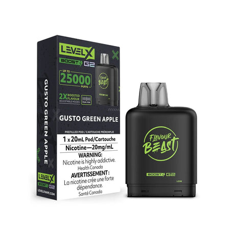 Flavour Beast Boost G2 Level X Gusto Green Apple Disposable Vape Pod Disposable Level X 