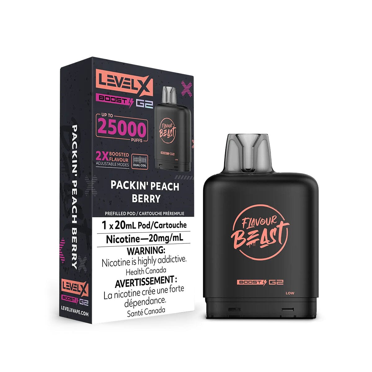 Flavour Beast Boost G2 Level X Packin' Peach Berry Disposable Vape Pod Disposable Level X 